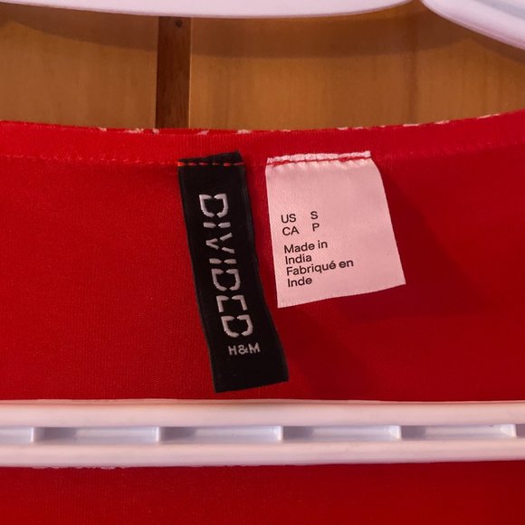 H&M Red Floral Frill Chiffon Dress S - Picture 5 of 6